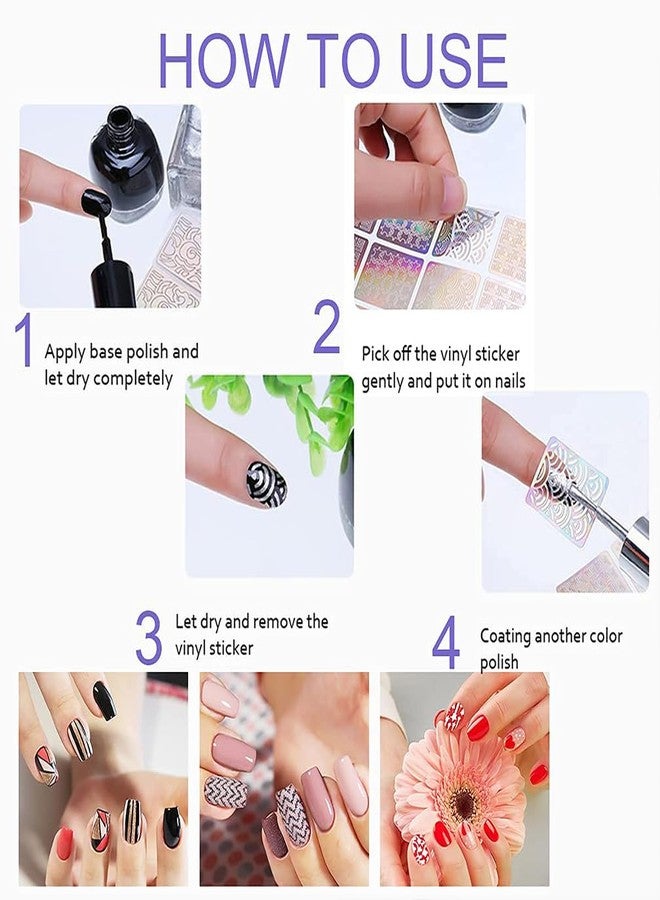 ASVNRES Airbrush Stencils Nail Stickers for Nails, 20 Sheets Heart Butterfly Flower Moon Stars Hollow French Art Sticker Decals Printing Templates Stencil Tool Manicure Tips DIY Decorations (20) - Image 4